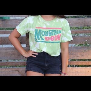 MOUNTAIN DEW bleach dye crop top